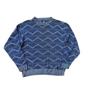Vintage 90s Geometric Multicolor Acrylic Knit Aspetuck Trading Sweater Large